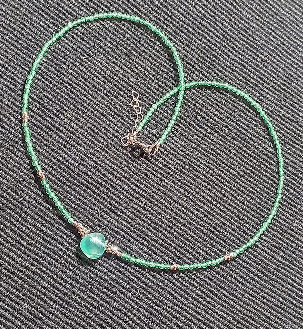 Colier argint calcedonie onix verde brioleta fatetata minimalist boho chic trendy cadou - Transport gratuit