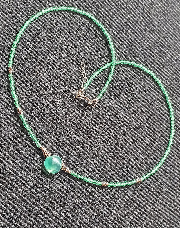 Colier argint calcedonie onix verde brioleta fatetata minimalist boho chic trendy cadou - Transport gratuit