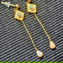 Cercei vermeil opal de foc etiopian lant tija argint placat cu aur picatura minimalisti boho chic trendy - Transport gratuit