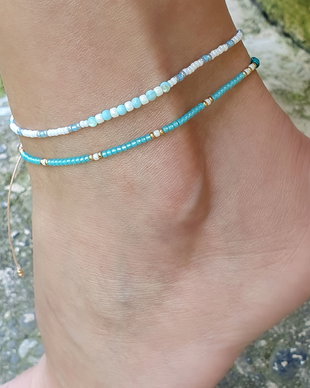 Anklet handmade cu mărgele de sidef