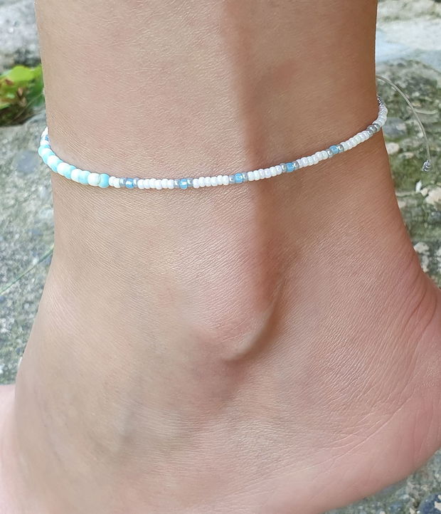 Anklet handmade cu mărgele de sidef