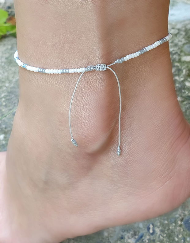Anklet handmade cu mărgele de sidef