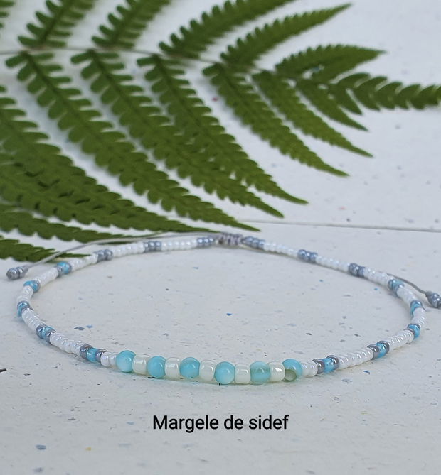 Anklet handmade cu mărgele de sidef