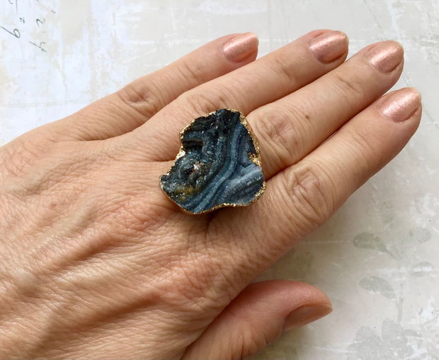 Inel Agata Druzy & alama aurita