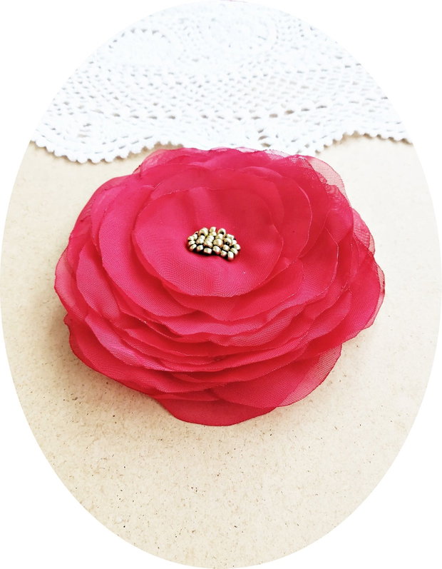 Brosa floare rosie 11 cm