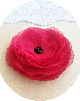 Brosa floare rosie de mac  11 cm