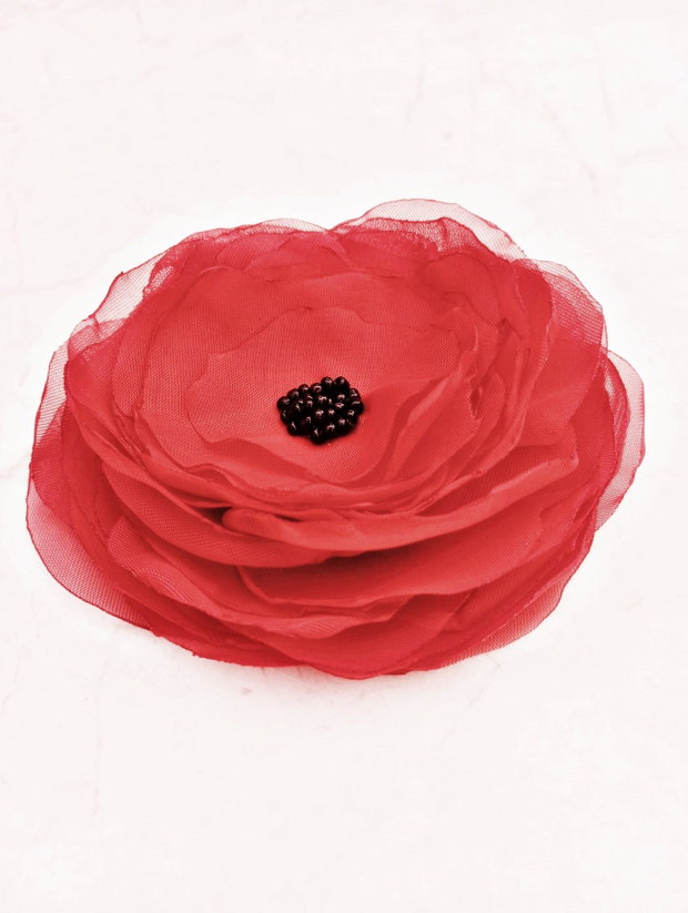 Brosa floare rosie de mac 11 cm
