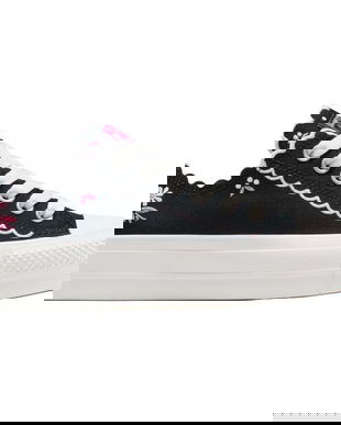 Tenisi unisex Converse Chuck Taylor All Star Lift Platform Embroidered Flowers A13529C, 38, Negru