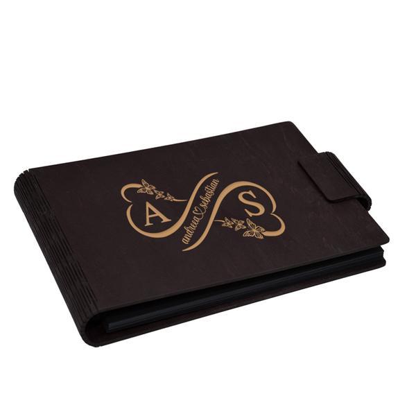 Album foto A5 personalizat, din lemn, Wenge, Piksel, GuestBook, Caiet amintiri, Familie, Nunta