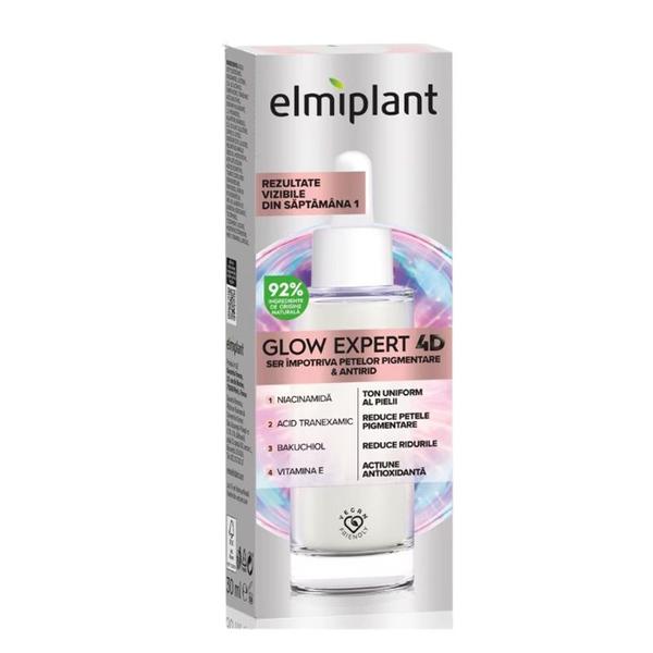 Ser pentru Fata Impotriva Petelor Pigmentare si Antirid - Elmiplant Glow Expert 4D, 30 ml