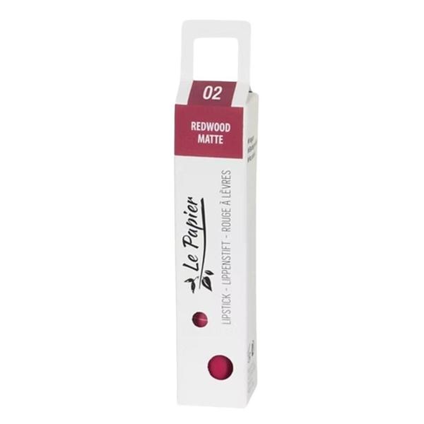 Ruj de Buze Mat in Tub de Hartie - Beauty Made Easy Le Papier Paper Tube Lipstick, nuanta Redwood 02 Matte, 12.5 g