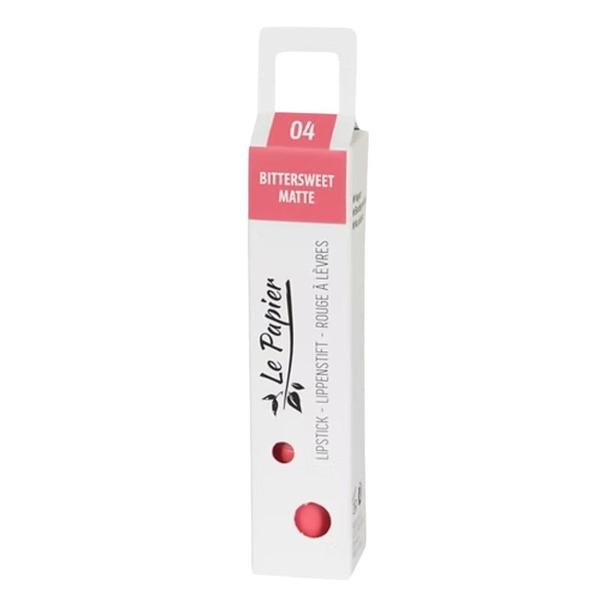 Ruj de Buze Mat in Tub de Hartie - Beauty Made Easy Le Papier Paper Tube Lipstick, nuanta Bittersweet 04 Matte, 12.5 g