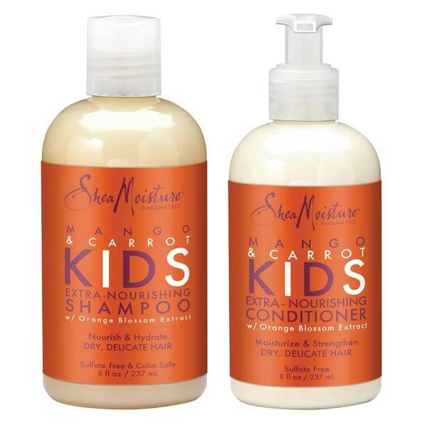 Set Sampon + Balsam pentru copii mango si morcovi, Shea Moisture 2x237 ml