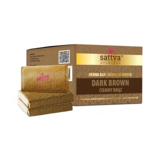 Vopsea henna Saten Inchis cu unt de shea si uleiuri, &ndash; Sattva Ayurveda, 3x80gr