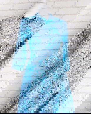 Rochie Camasa Turcoaz cu Imprimeu Marin