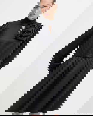 Fracomina rochie culoarea negru, mini, evazați, FR25WD1018W41101