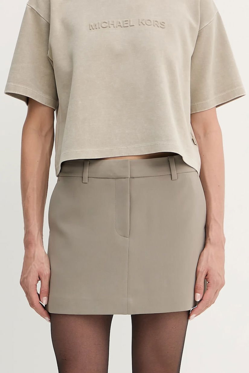 MICHAEL Michael Kors fustă culoarea maro, mini, drept, MF470FEENX
