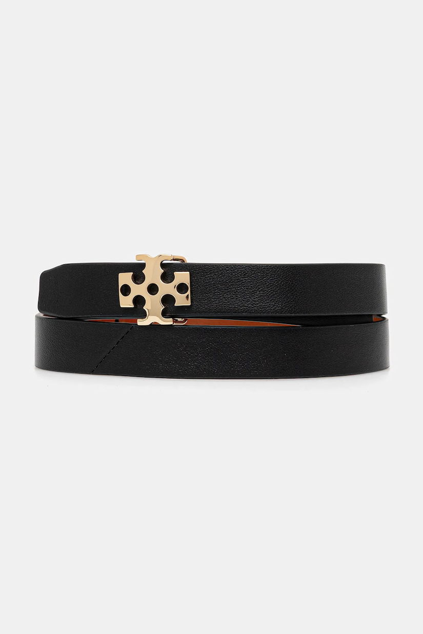 Tory Burch curea de piele cu două fețe Logo culoarea negru, 157857-001