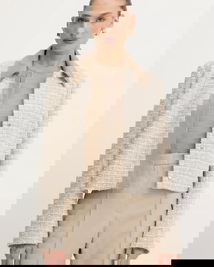 BOSS sacou culoarea bej, un singur rând de nasturi, cu imprimeu, 50544011