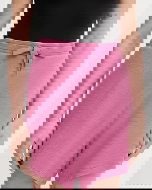 BOSS pantaloni scurți culoarea violet, uni, high waist, 50545617