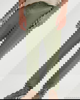 BOSS pantaloni din lână culoarea verde, cu fason chinos, 50546063