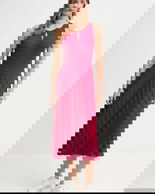 Dkny rochie culoarea roz, maxi, evazați, P5ED0BMX