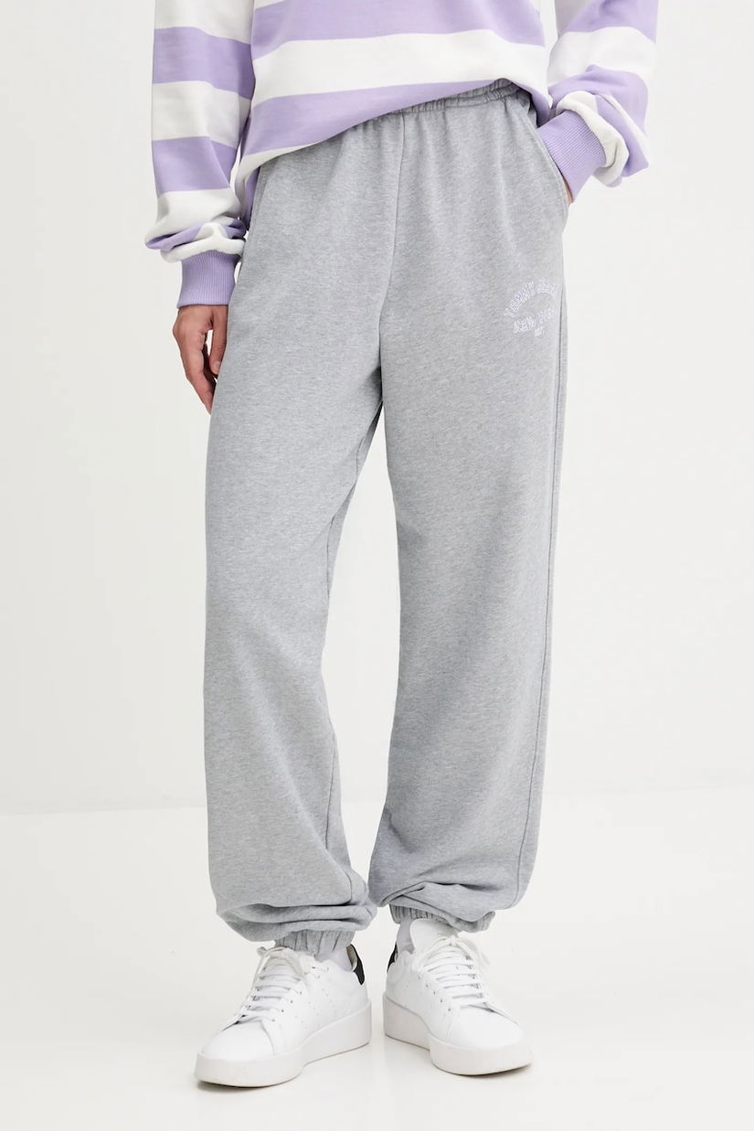 Tommy Jeans pantaloni de trening culoarea gri, melanj, DW0DW20994