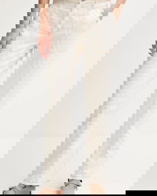 Dkny pantaloni culoarea bej, drept, high waist, P5DKXB18