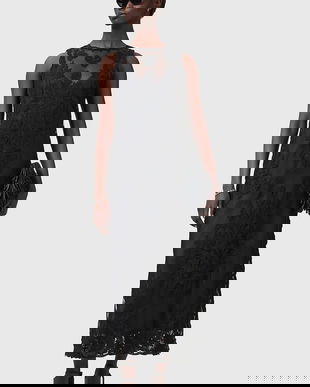 AllSaints rochie RYE culoarea negru, maxi, mulată, W130DC