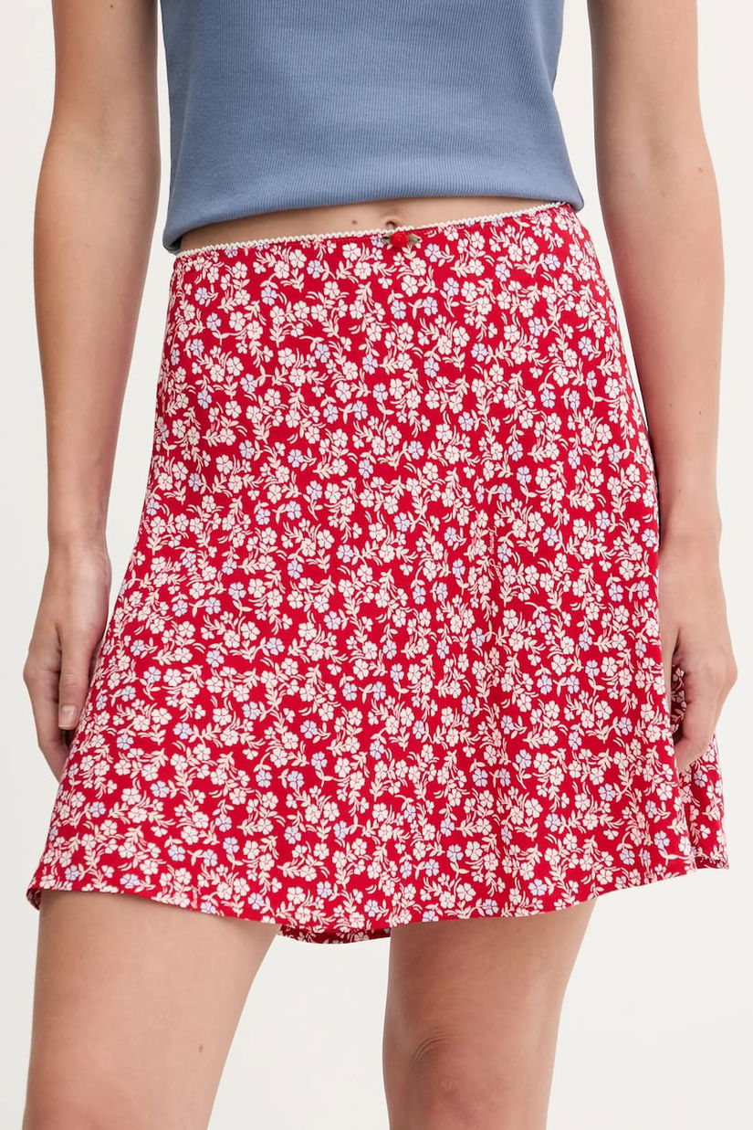 Tommy Jeans fustă culoarea roșu, mini, evazați, DW0DW20981
