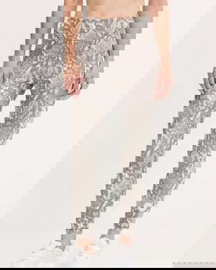 adidas by Stella McCartney leggins de antrenament TruePurpose culoarea bej, cu imprimeu, JW4556