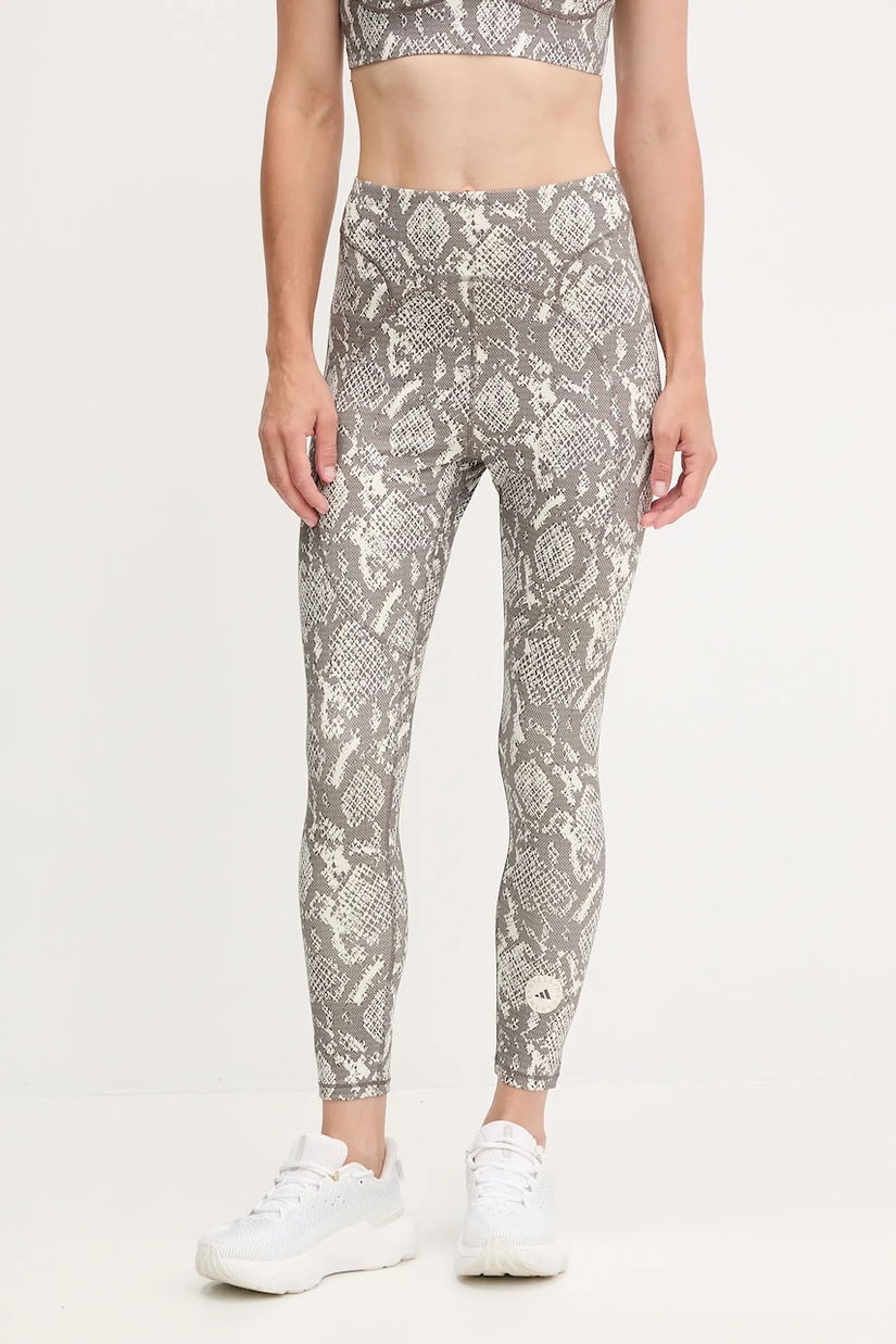 adidas by Stella McCartney leggins de antrenament TruePurpose culoarea bej, cu imprimeu, JW4556
