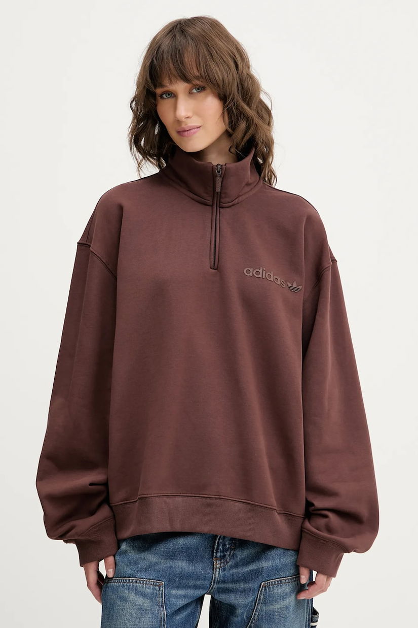 adidas Originals bluză Essentials culoarea maro, cu imprimeu, JW1023