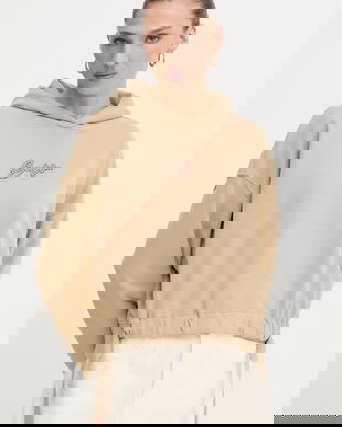 BOSS Orange hanorac de bumbac culoarea verde, cu glugă, cu imprimeu, 50545507