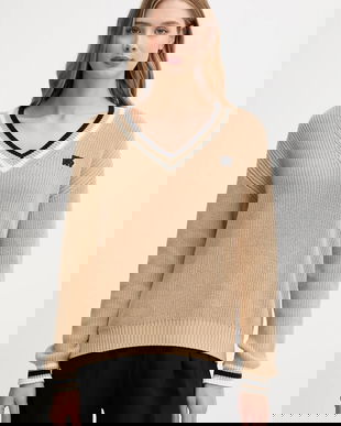 Dkny pulover de bumbac culoarea bej, călduros, DJ5R0730