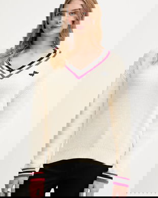 Dkny pulover de bumbac culoarea bej, călduros, DJ5R0730