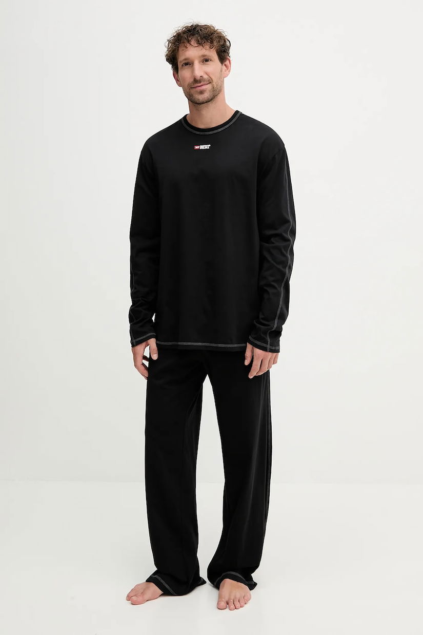 Diesel pijamale de bumbac SET-NOLAN-D-CORE culoarea negru, cu imprimeu, A19349.0PJBB
