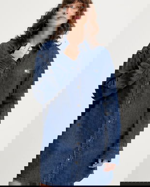 Tommy Jeans rochie jeans mini, oversize, DW0DW21420