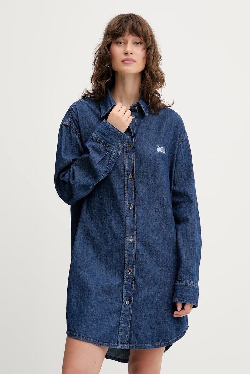Tommy Jeans rochie jeans mini, oversize, DW0DW21420