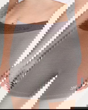 adidas Originals pantaloni scurți Rib Shorts Wash culoarea gri, uni, high waist, JW3592