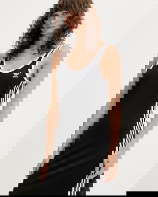 adidas Originals rochie 3-Stripes culoarea negru, mini, mulată, JW2586