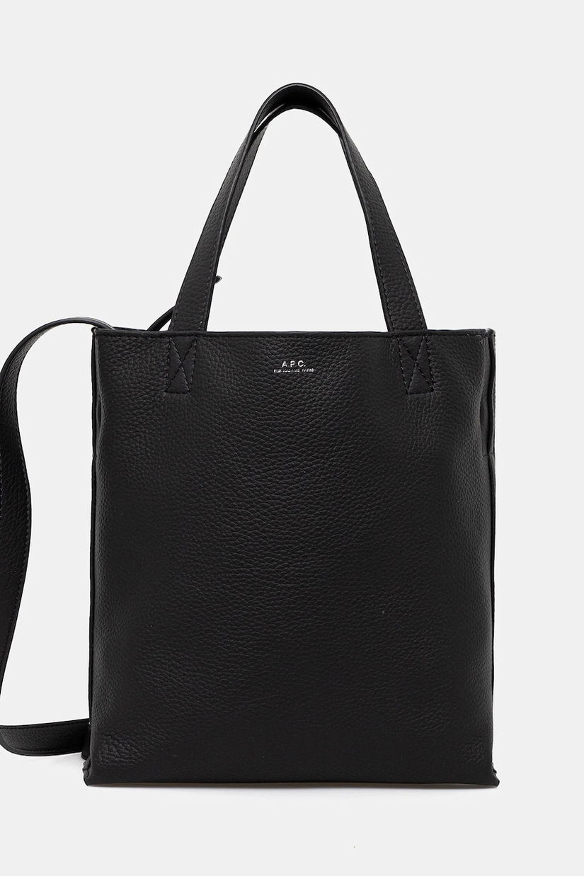 A.P.C. poșetă de piele cabas maiko small culoarea negru, PXCBC.M61667