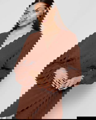 Bizuu rochie MOULINS culoarea maro, mini, drept, MOULINS BRĄZOWY