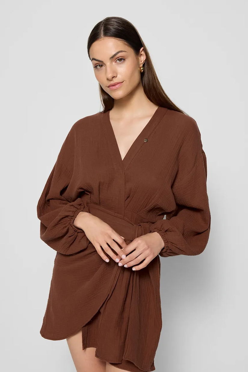 Bizuu rochie MOULINS culoarea maro, mini, drept, MOULINS BRĄZOWY