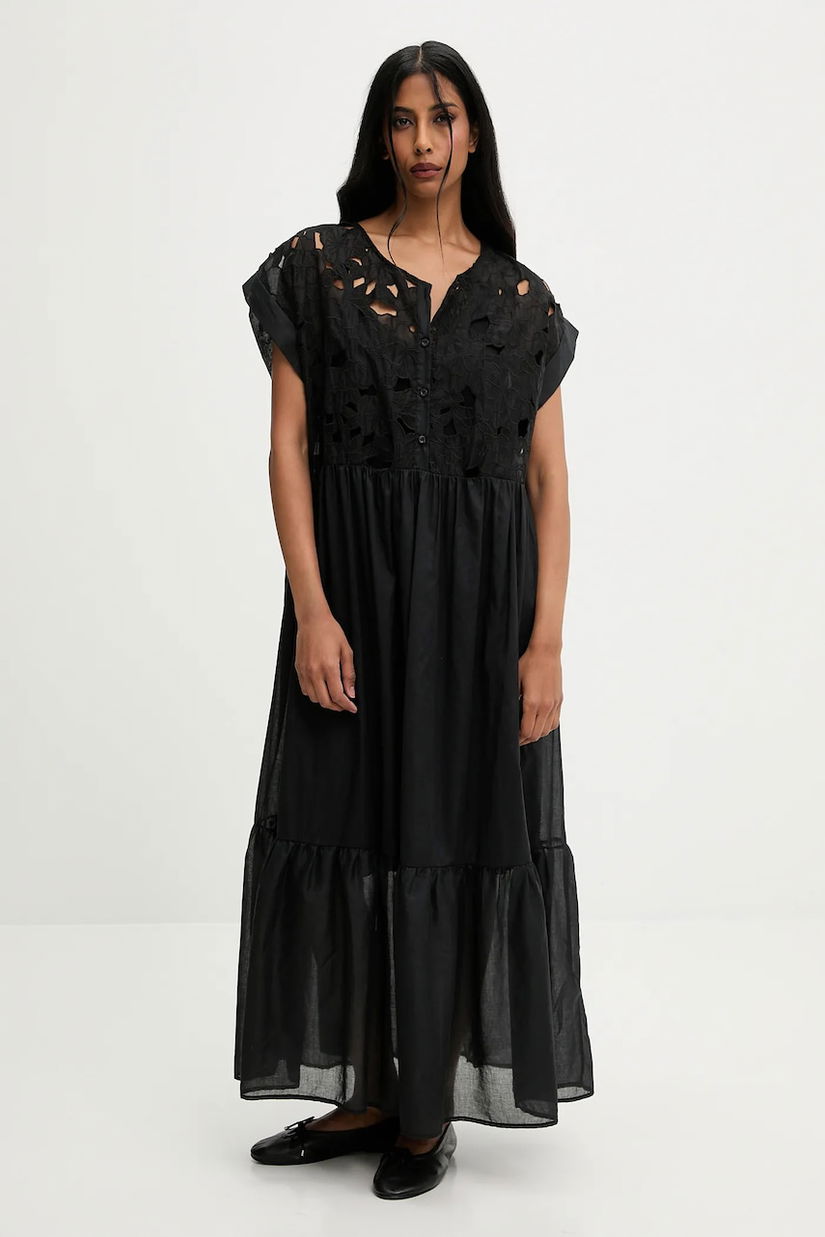 Answear.LAB rochie culoarea negru, maxi, evazati