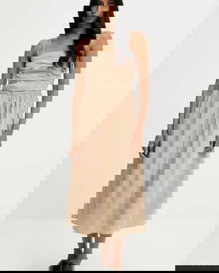 Answear.LAB rochie culoarea bej, midi, evazati