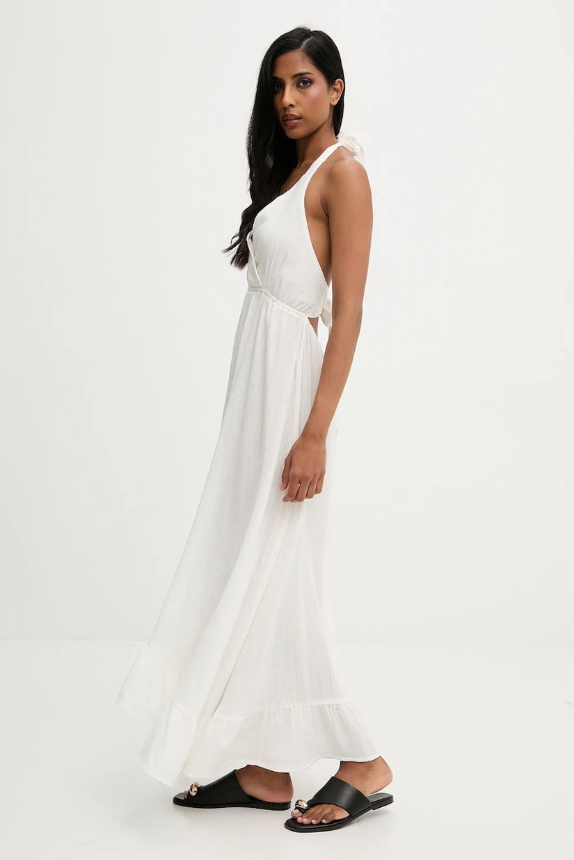 Answear.LAB rochie din bumbac culoarea alb, maxi, evazati
