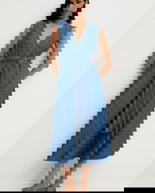 Answear.LAB rochie jeans midi, evazati