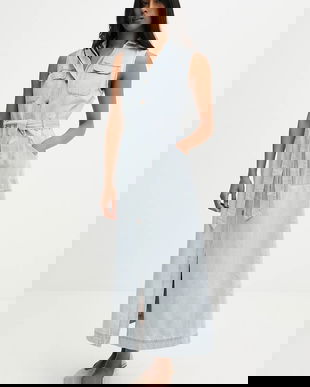 Answear.LAB rochie jeans maxi, drept