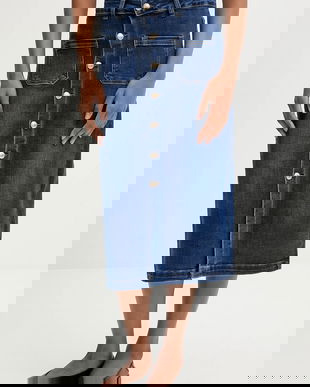 Answear.LAB fusta jeans culoarea albastru marin, mini, drept